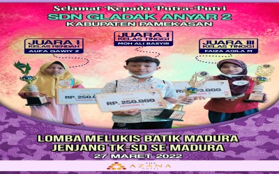 SDN GA2 Juarai dan Borong Piala Melukis Batik Madura.